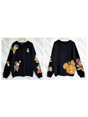 Disney Mickey Mouse & Friends Halloween Sweatshirt Mens XL Candy Corn Ghost
